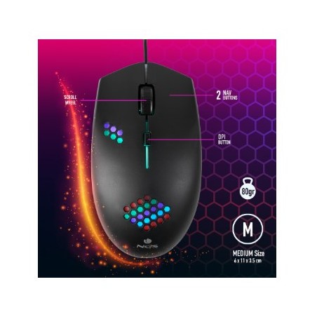 NGS GMX-120 RATÓN DE GAMING 7 COLORES LED CON 800/1200 DPI